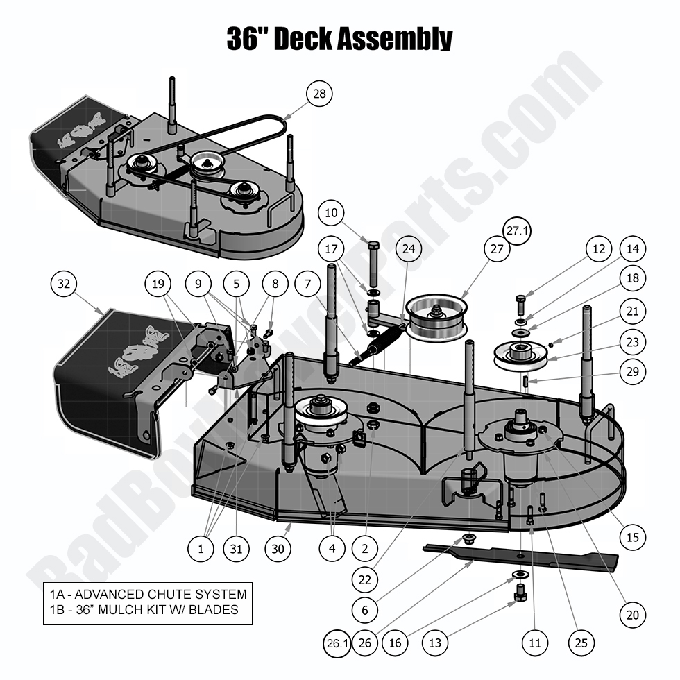 1754 - Bad Boy Mower Parts Lookup > 2018 > Walk Behind > 36\" Deck Assembly